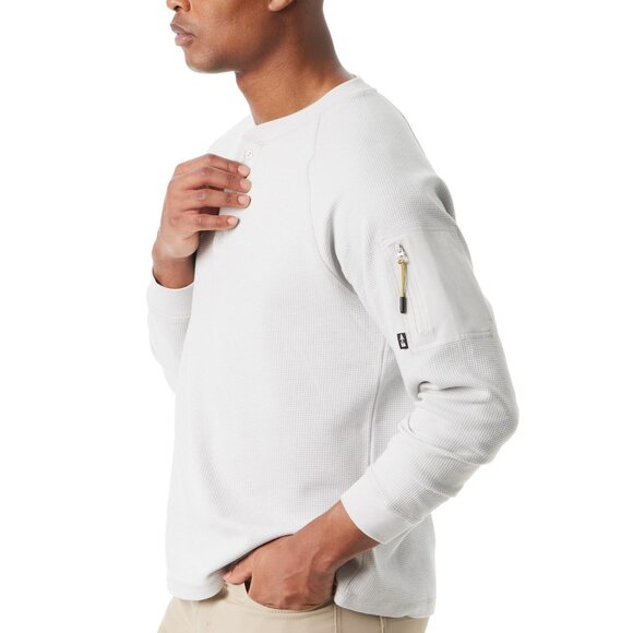 Bass Outdoor Henley T-Shirt Mens M Medium White Relaxed Fit Performance Thermal - Picture 3 of 5